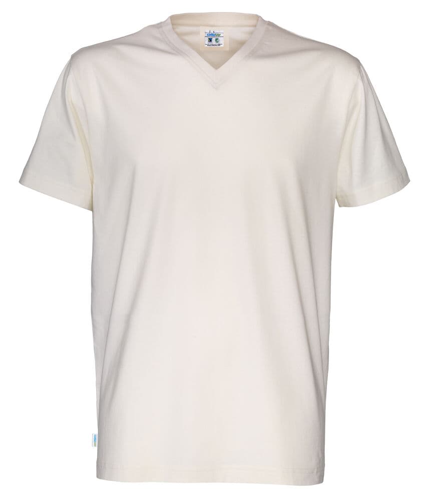 T-SHIRT COL V HOMME - CERTIFIÉ GOTS coloris Écru