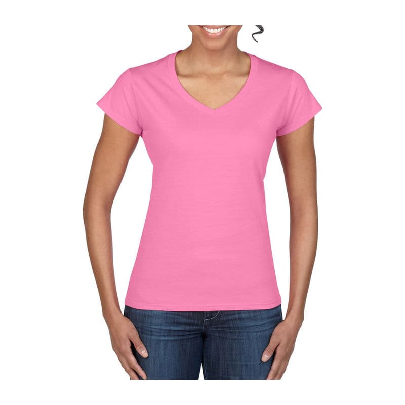 SOFTSTYLE® LADIES' V-NECK T-SHIRT coloris Azalée