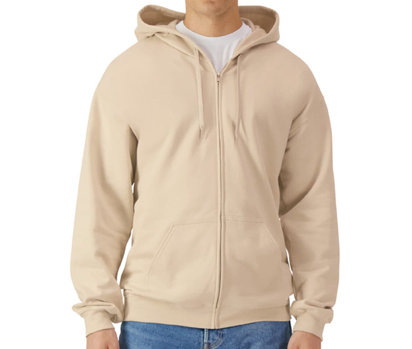 SOFTSTYLE MIDWEIGHT FLEECE ADULT FULL ZIP HOODED SWEATSHIRT coloris Blanc cassé