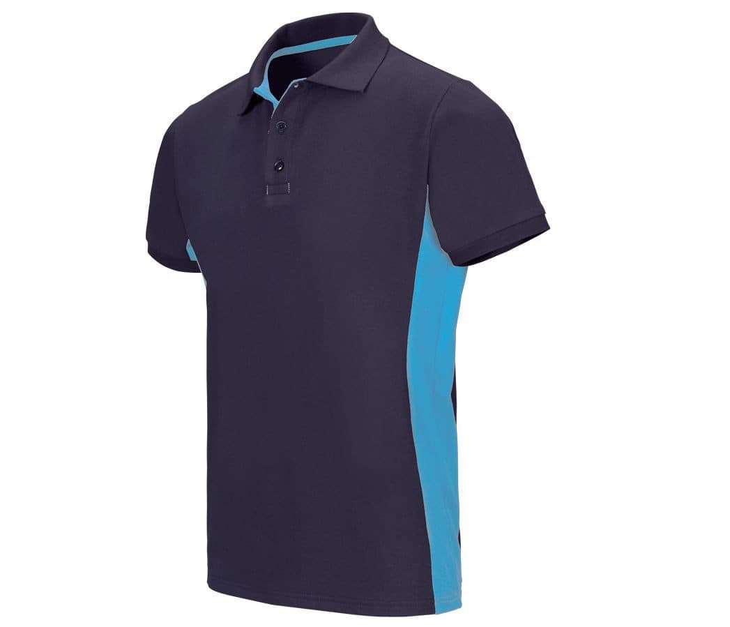POLO BICOLORE MANCHES COURTES coloris Marine / Bleu ciel