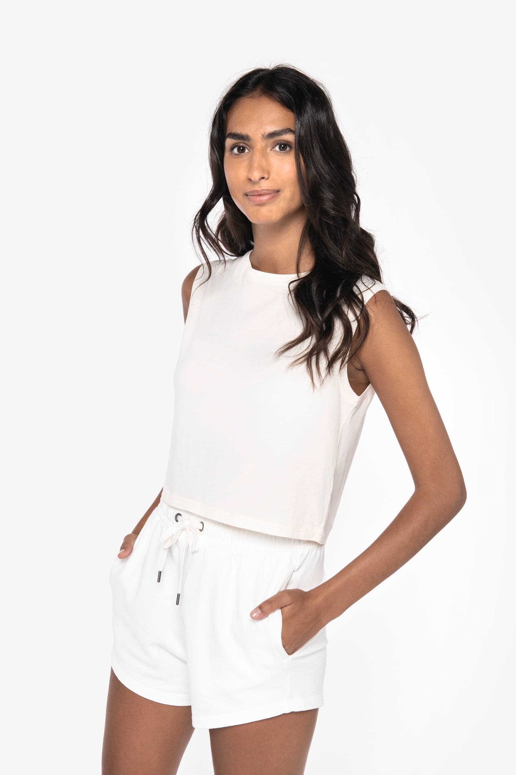 T-shirt écoresponsable  crop sans manche femme