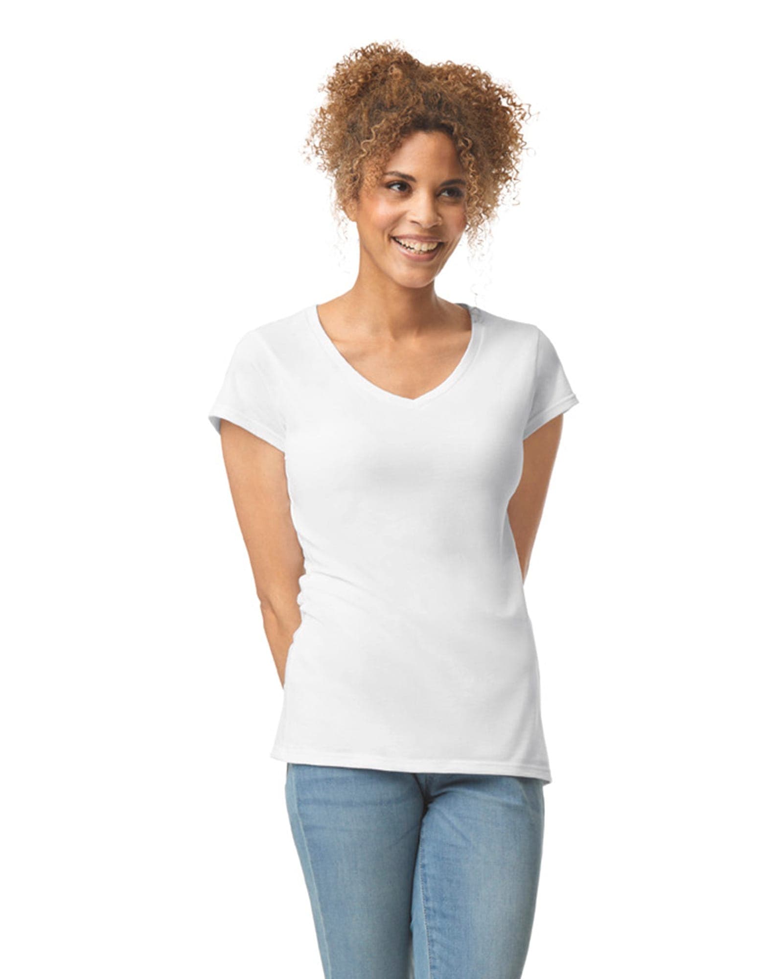 T-shirt femme col v Softstyle en situation