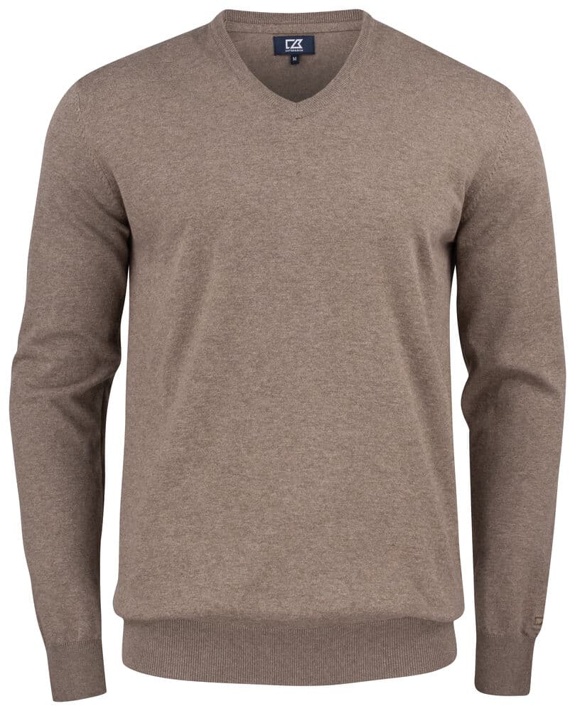 Pull Cutter & Buck Oakville col V homme coloris Nougat chiné