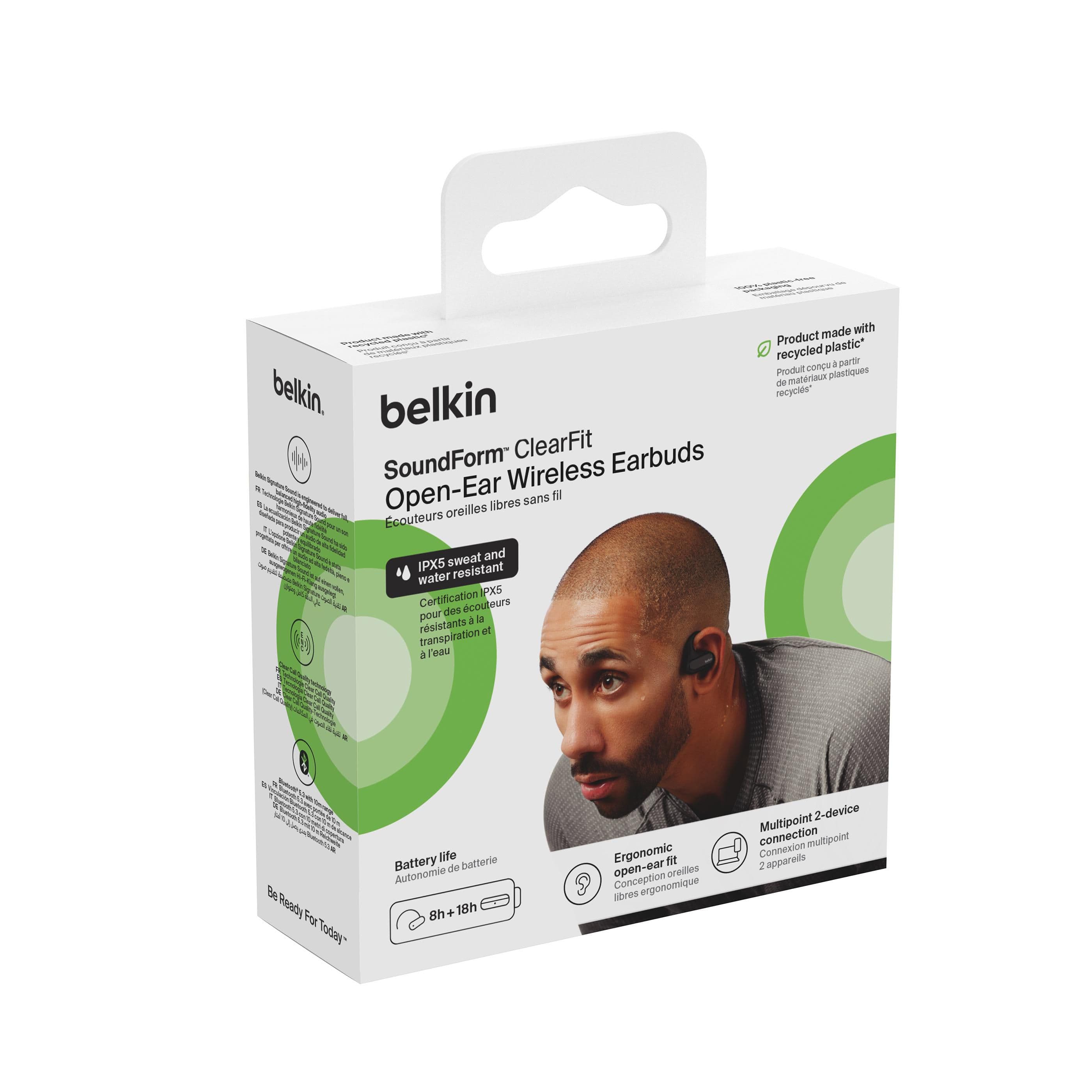 Écouteurs sans fil Belkin SoundForm ClearFit open-ear en situation