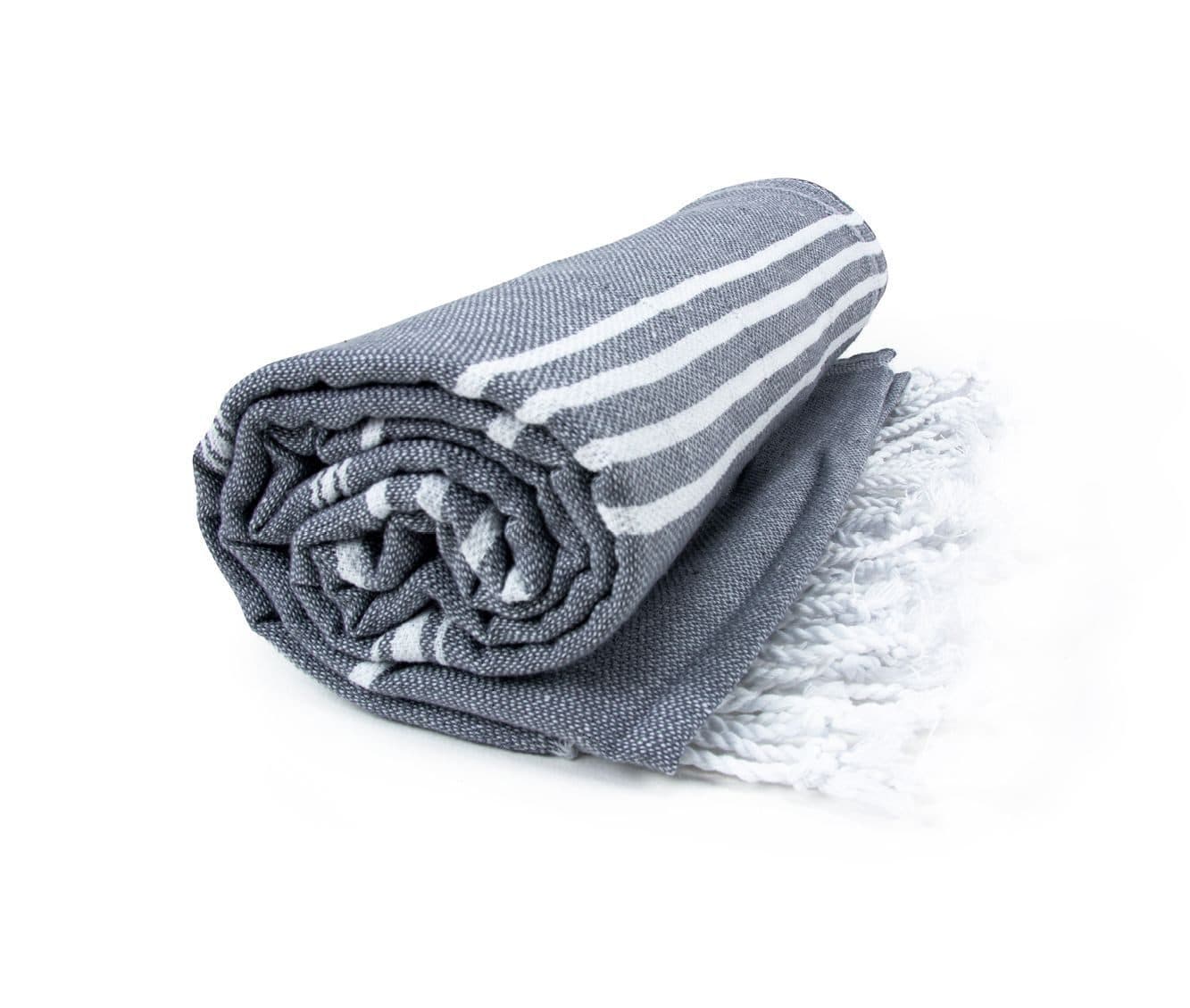 HAMAM SULTAN TOWEL coloris Anthracite / Blanc