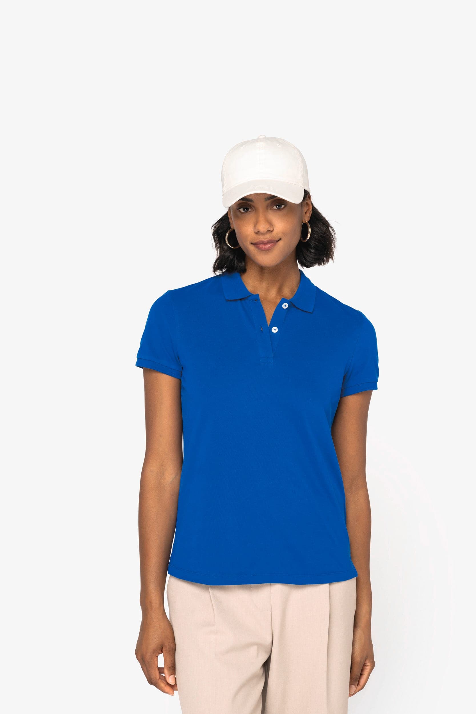 Polo écoresponsable maille piquée femme en situation