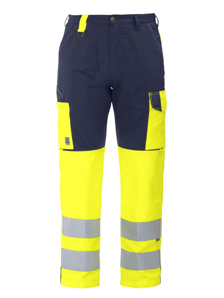 6501 PANTALON SIGNALISATION AVEC POCHES GENOUX EN ISO 20471 CLASSE 2 coloris Jaune / Marine