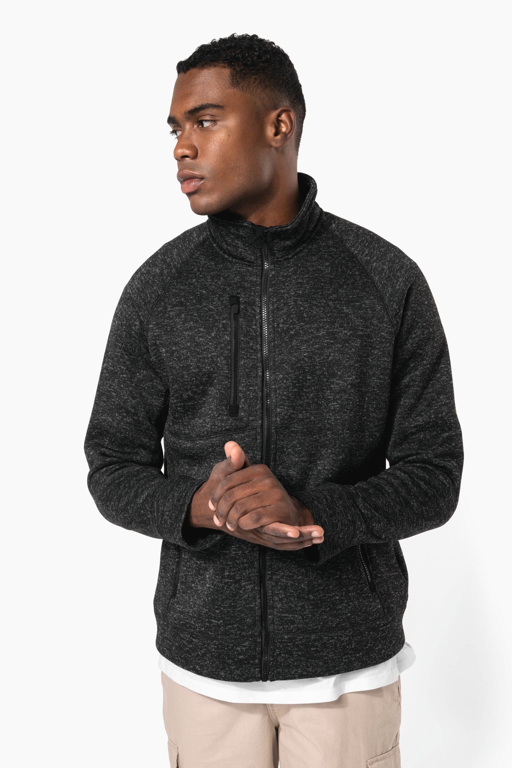 Veste zippée chinée homme en situation