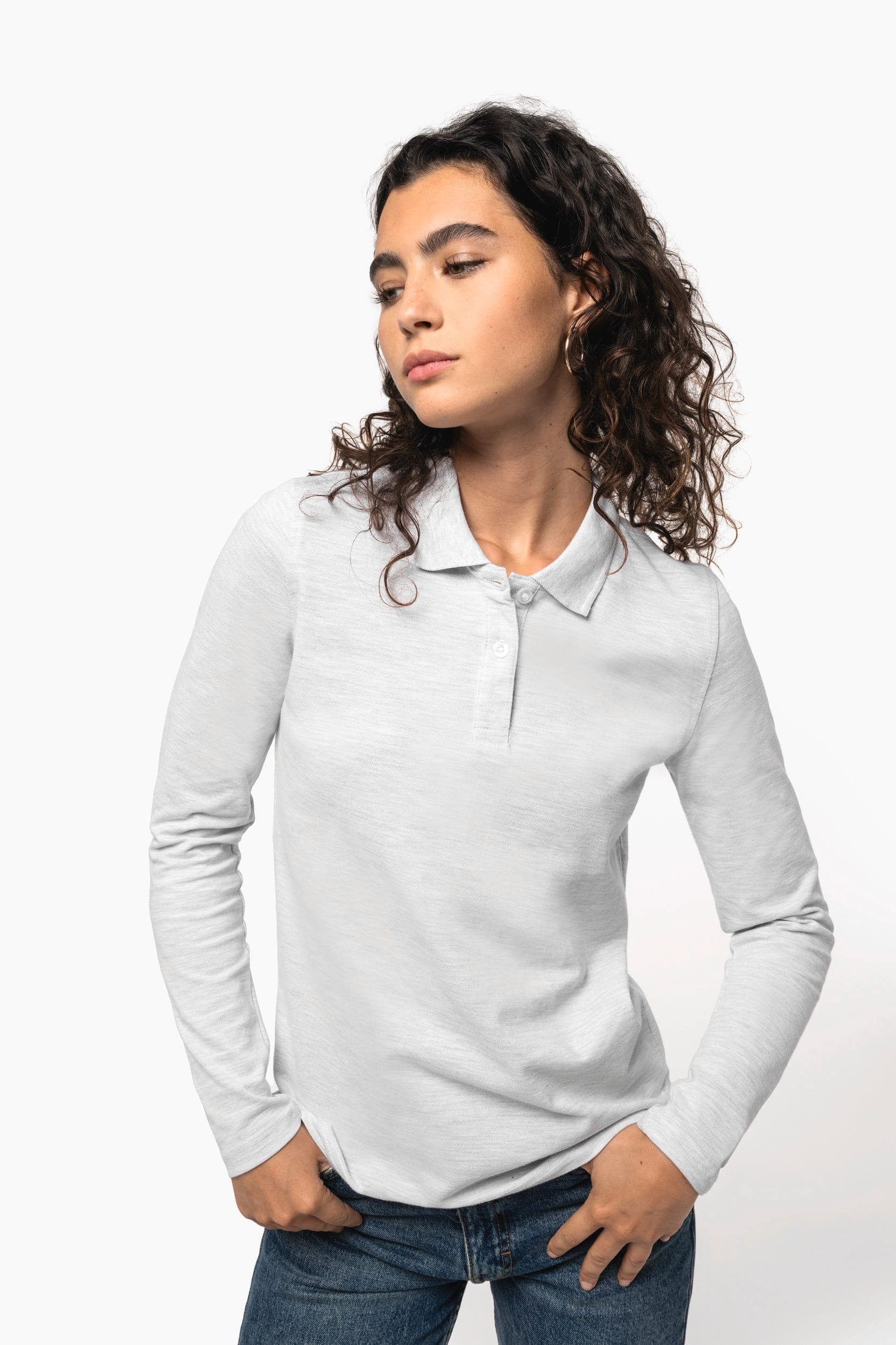 Polo manches longues femme en situation