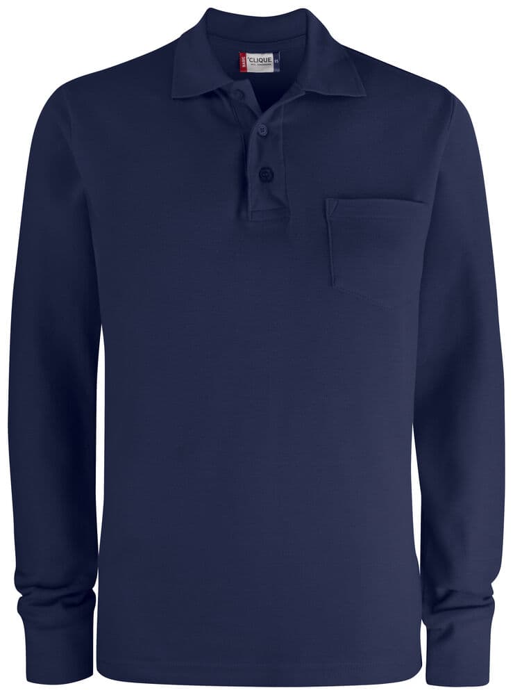 Clique Basic Polo L/S Pocket coloris Marine foncé