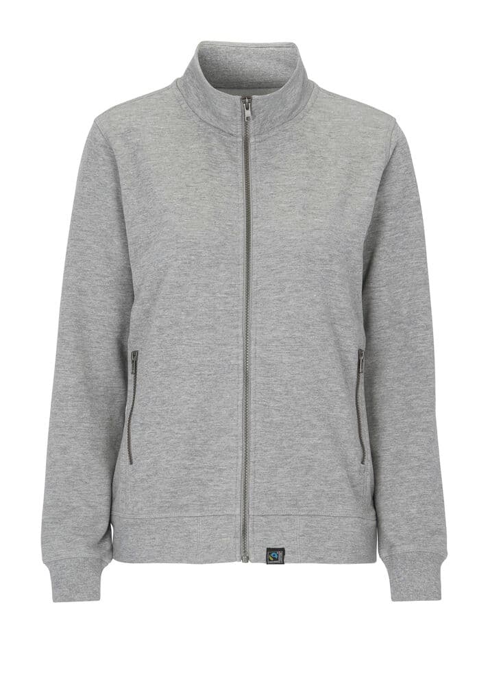F. SWEAT COL CHEMISE FERMETURE COMPLÈTE FEMME - CERTIFIÉ GOTS coloris Gris Mélange