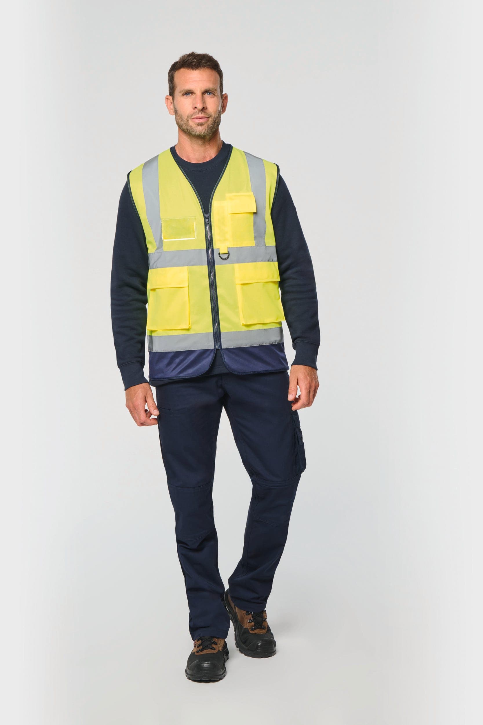 Gilet de sécurité haute visibilité recyclé avec zip unisexe en situation