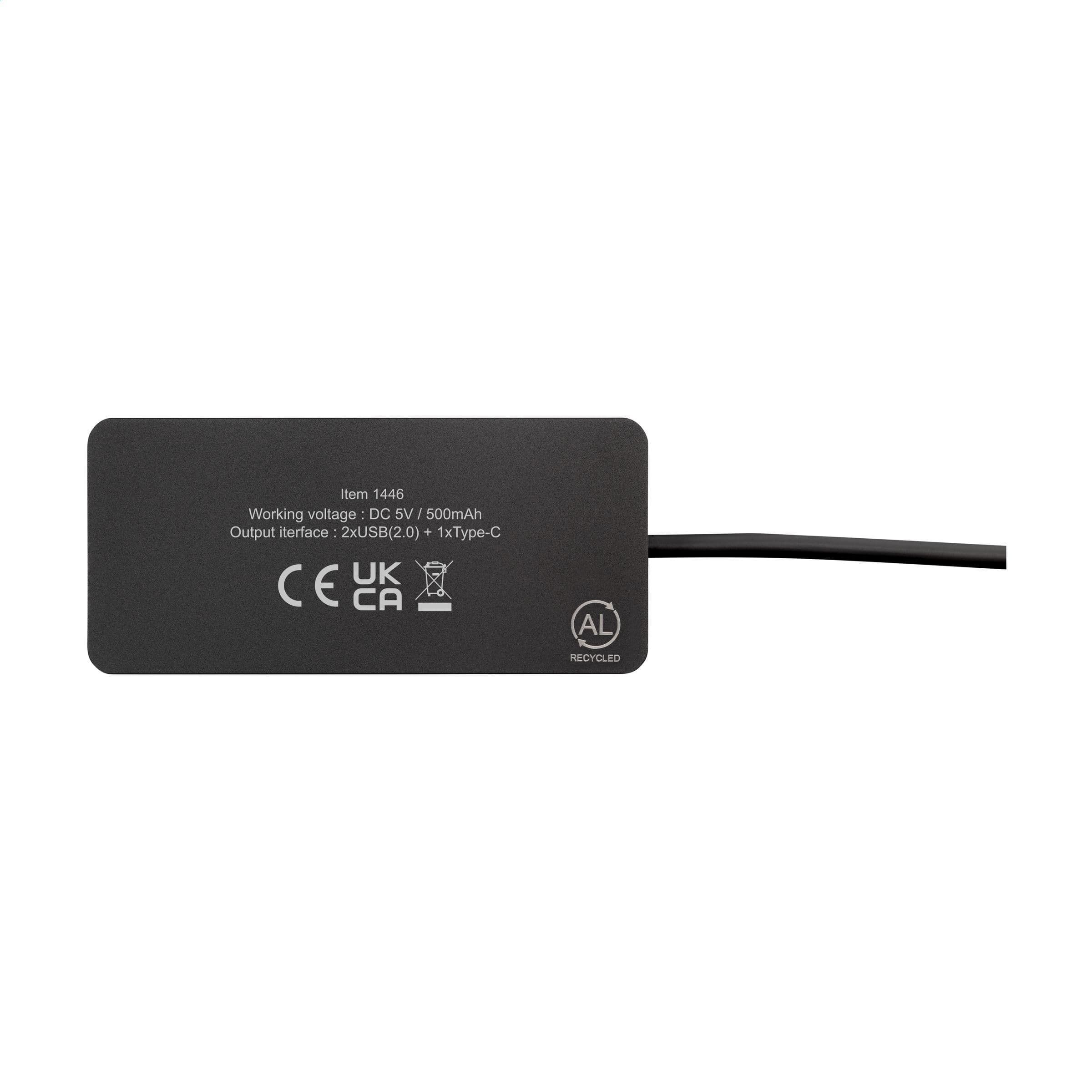 Hub USB Tecco GRS aluminium recyclé en situation