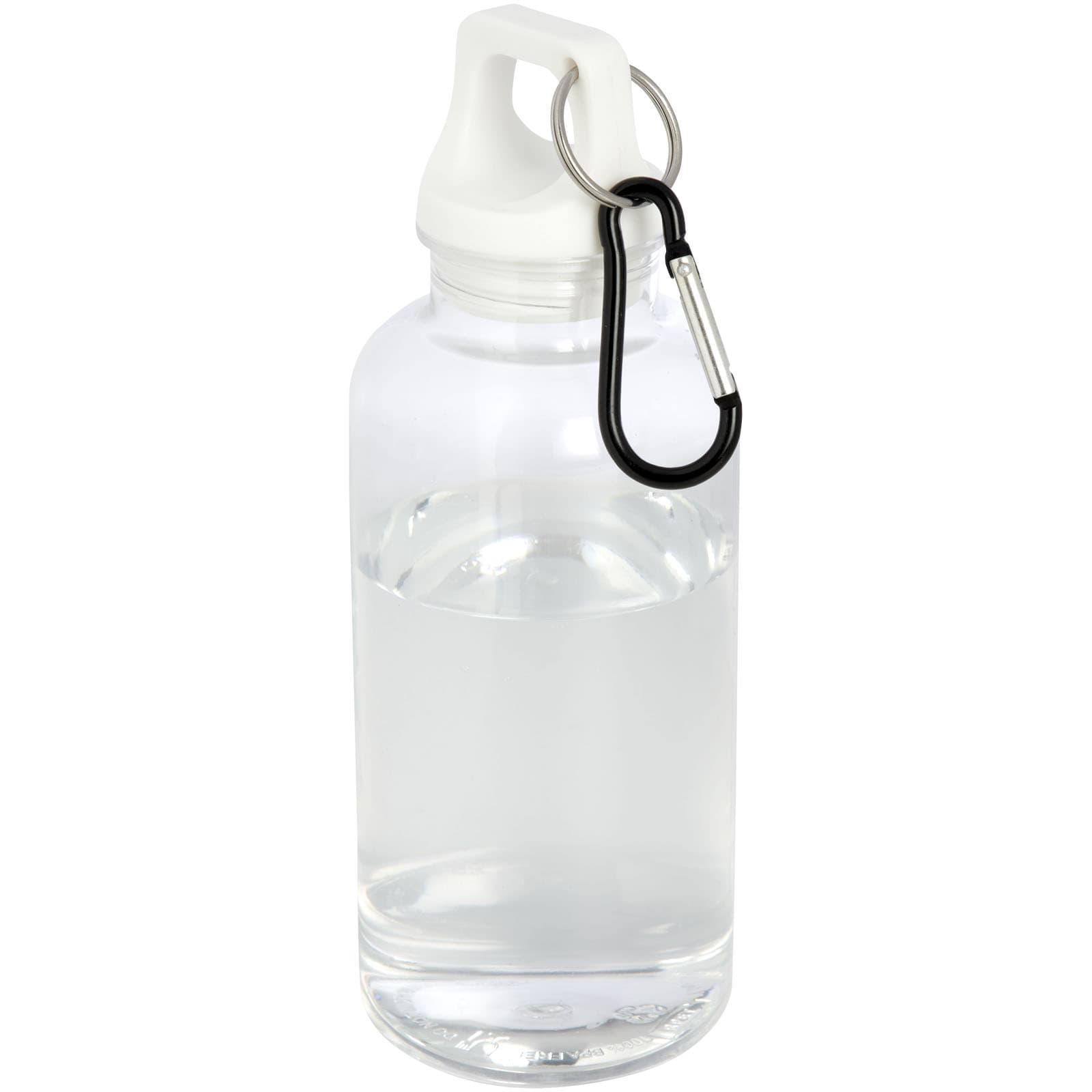 Bouteille d'eau Oregon de 400 ml en plastique recyclé avec mousqueton coloris Blanc