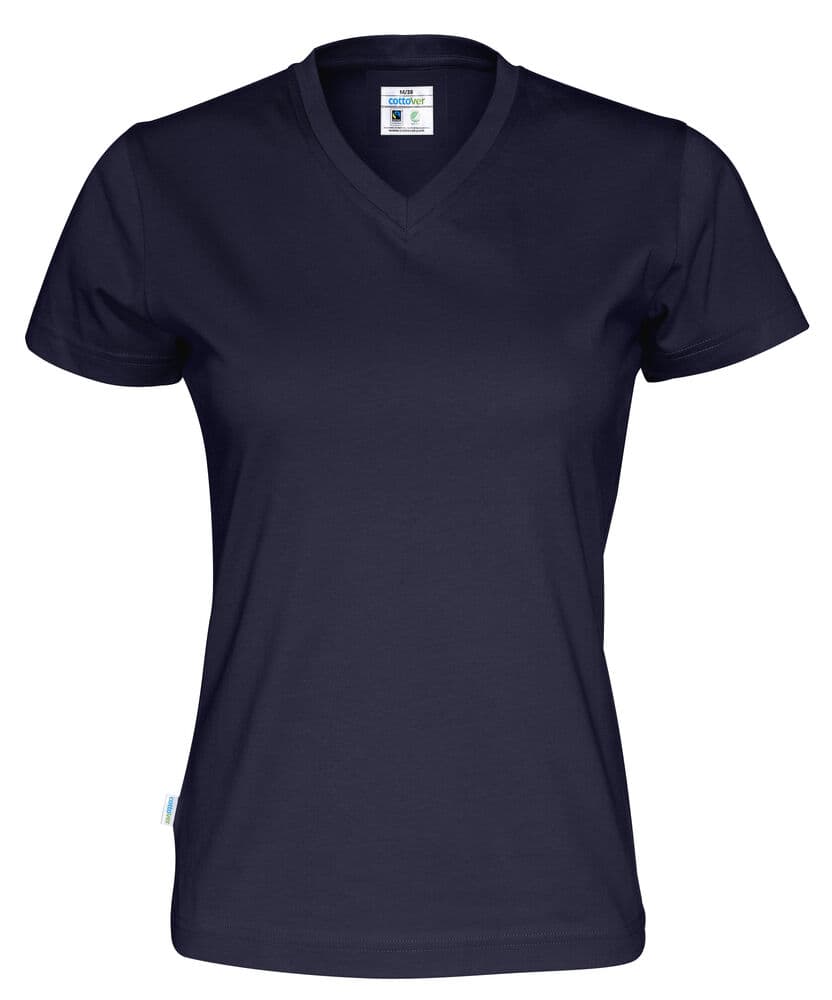 T-SHIRT COL V FEMME - CERTIFIÉ GOTS coloris Marine