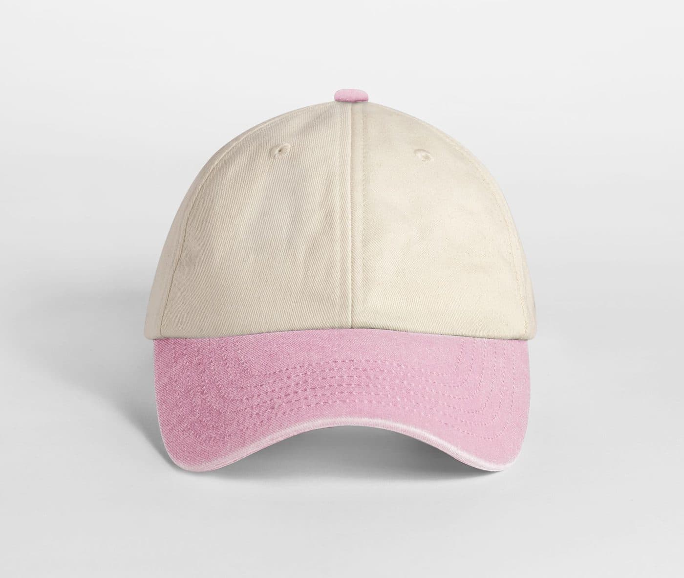 Casquette vintage compacte visière contrastée coloris Naturel / Rose poudré vintage