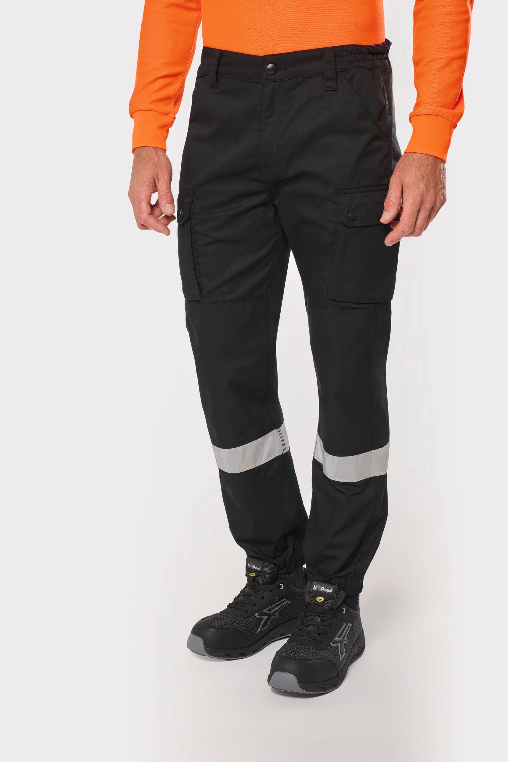 Pantalon cargo unisexe avec bas élastiqué et bande réfléchissante