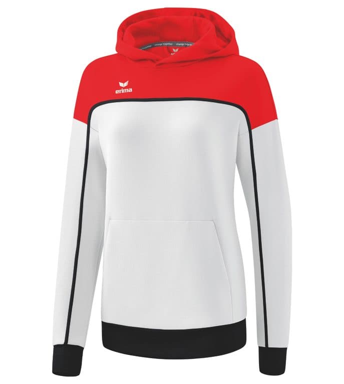 Sweat à capuche CHANGE by erima coloris Blanc / Rouge / Noir
