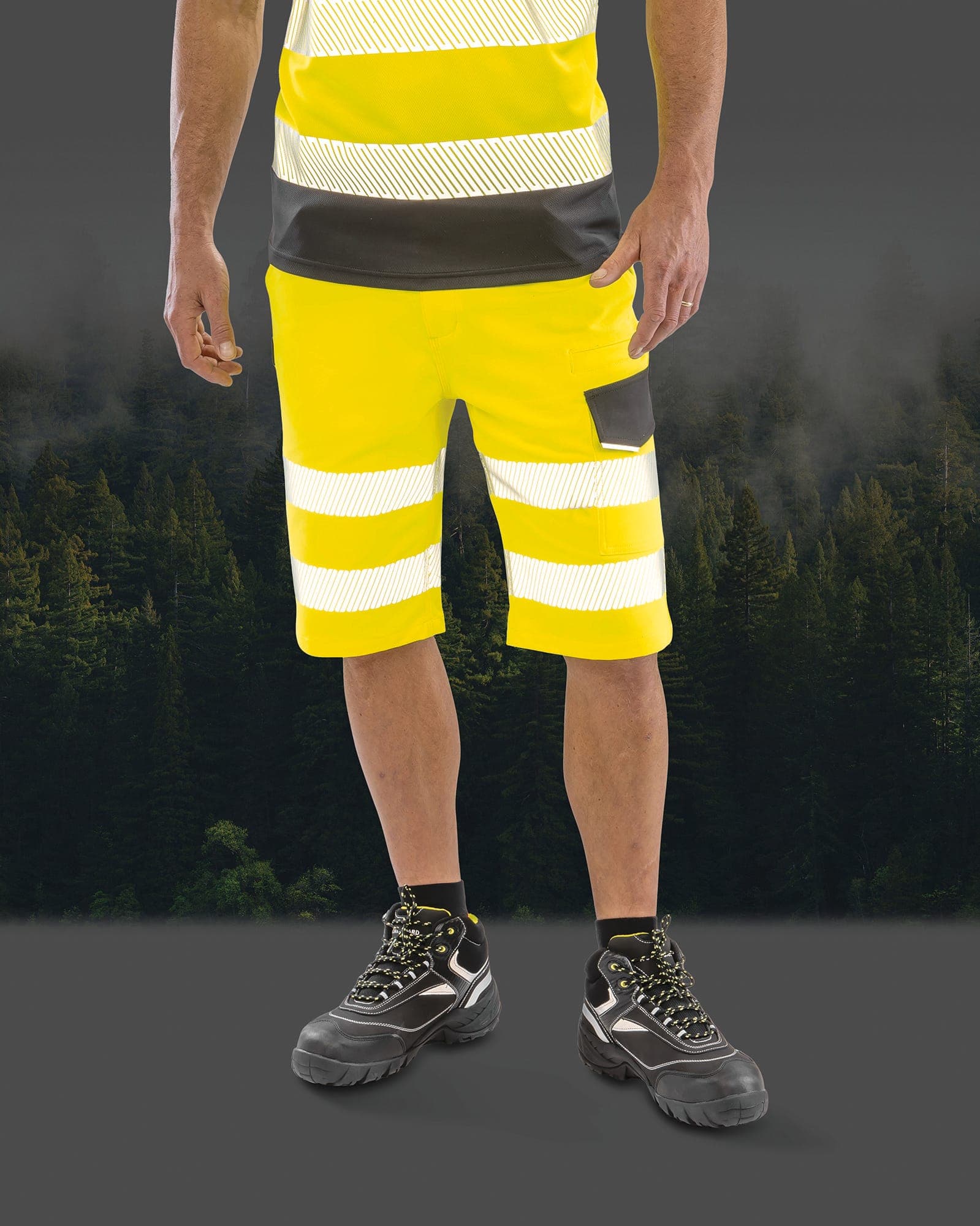 Short de sécurité stretch recyclé Safe-Guard en situation