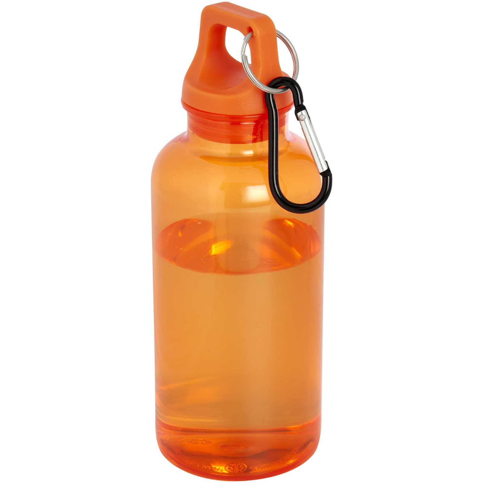 Bouteille d'eau Oregon de 400 ml en plastique recyclé avec mousqueton coloris Orange
