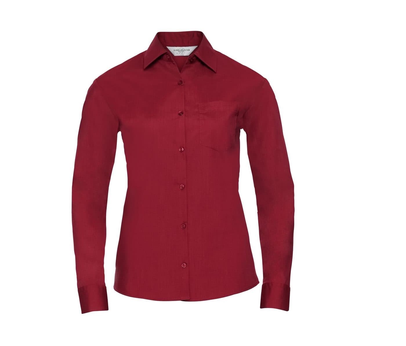 LADIES' LONG SLEEVE CLASSIC POLYCOTTON POPLIN SHIRT coloris Rouge classique