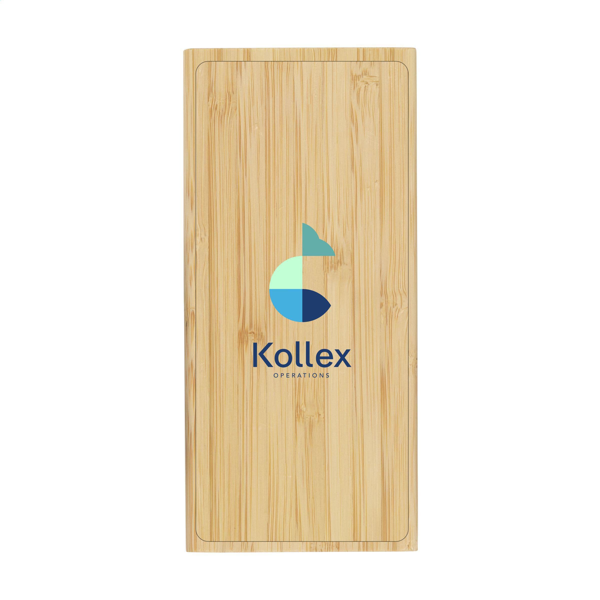 Batterie externe sans fil bambou 8000 mAh en situation