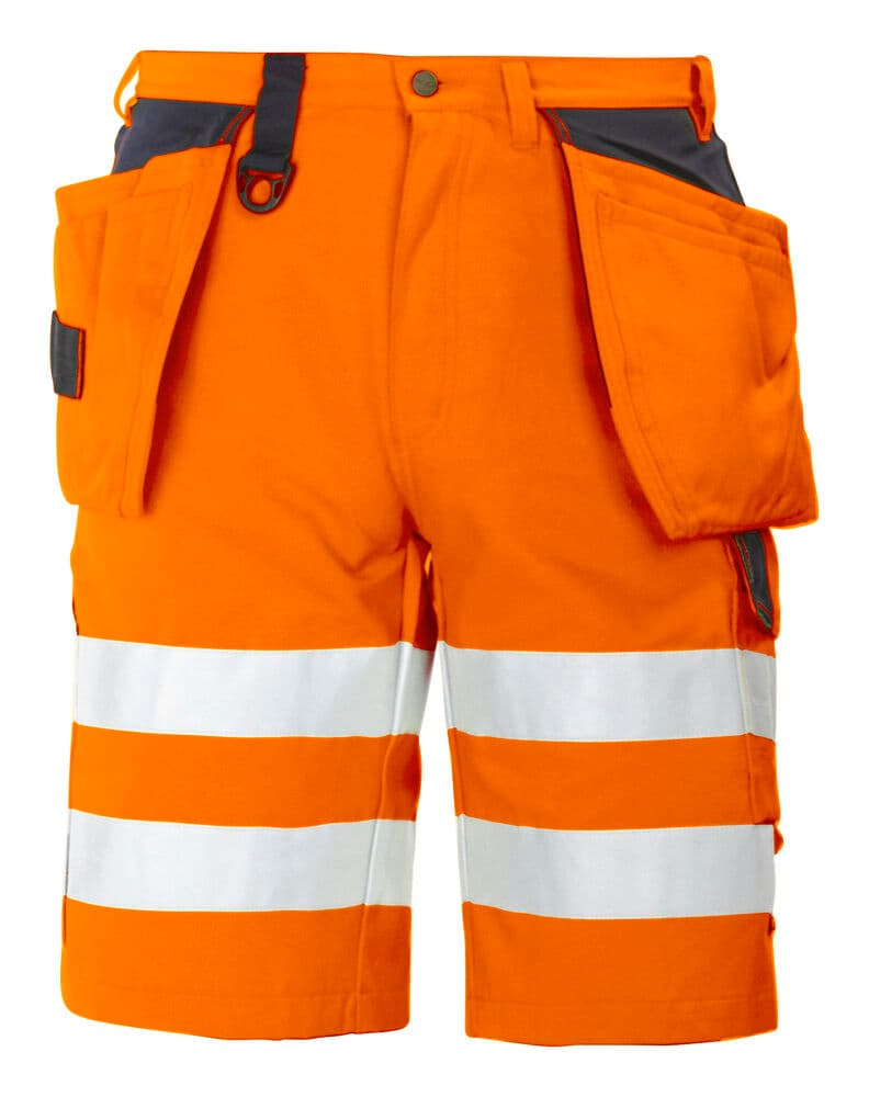 6503 SHORT SIGNALISATION AVEC POCHES JEANS EN ISO 20471 CLASSE 2 coloris Orange / Noir