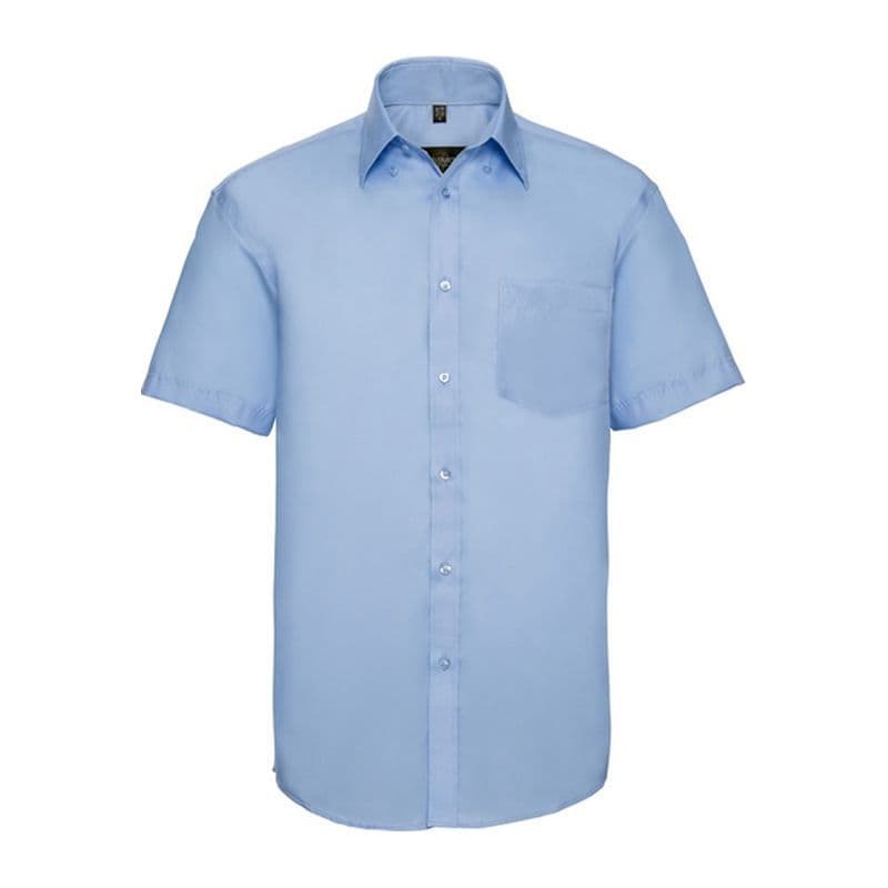 Russell Non-iron Men Shirt short-sleeve coloris Bleu ciel vif