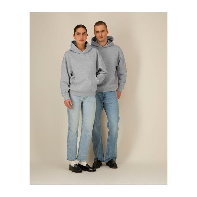 The iconic mid-light relaxed hoodie sweatshirt coloris Gris chiné
