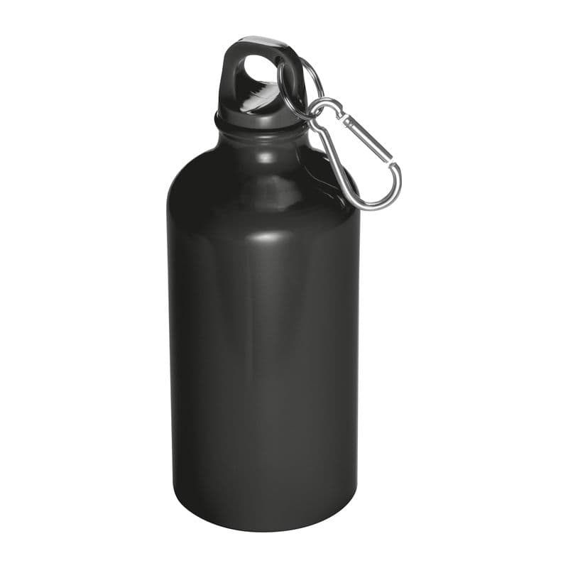 Bouteille de boisson métal avec mousqueton Kielce 500 ml coloris Noir