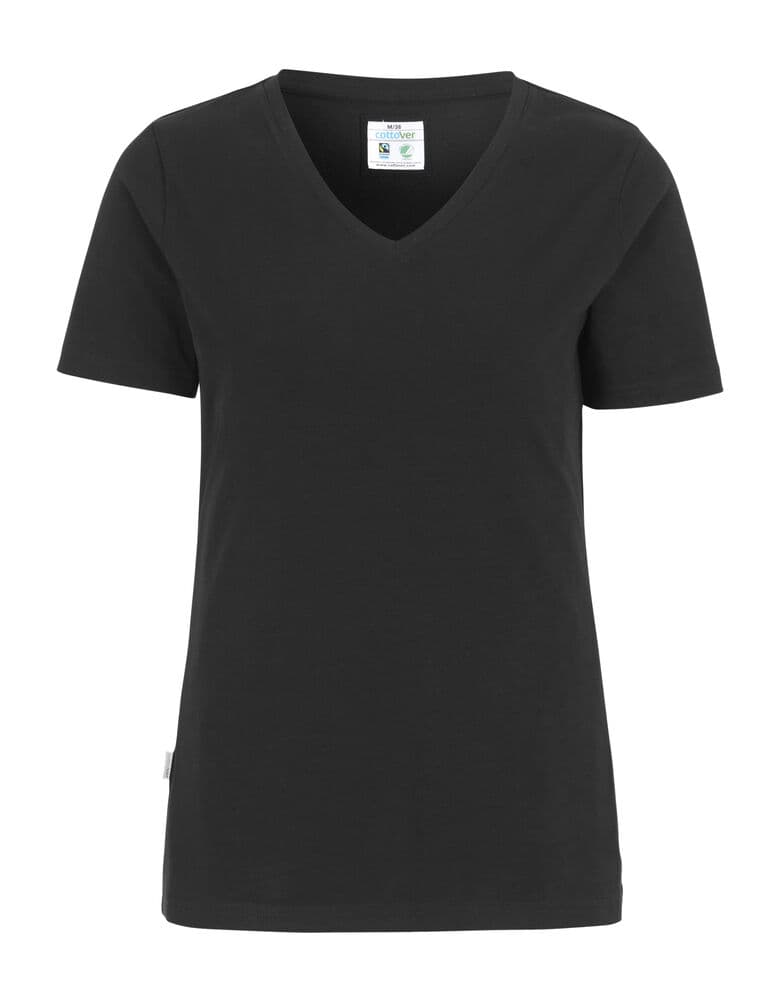 T-SHIRT COL V STRETCH FEMME - CERTIFIÉ GOTS