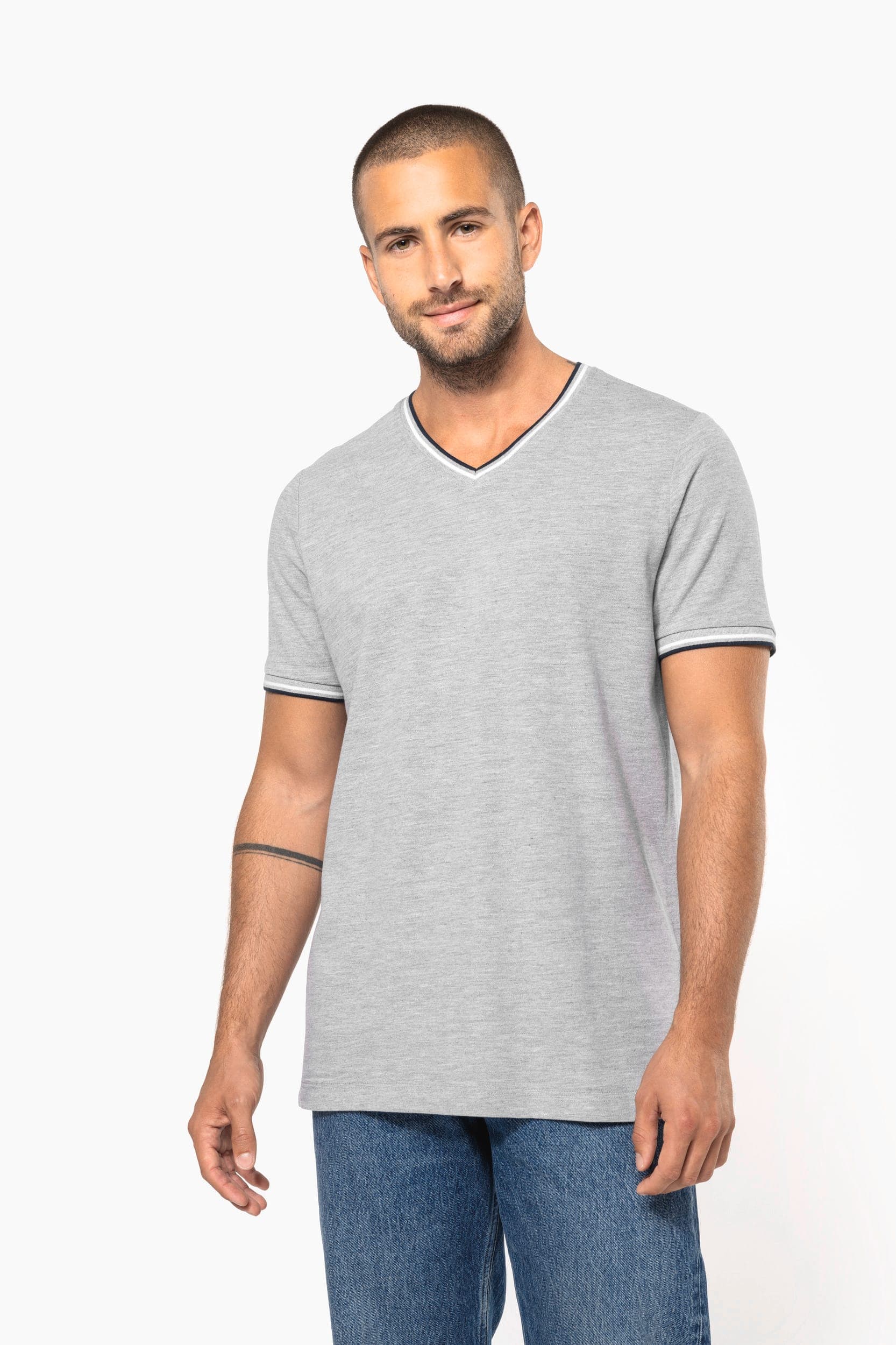 T-shirt maille piquée col V homme