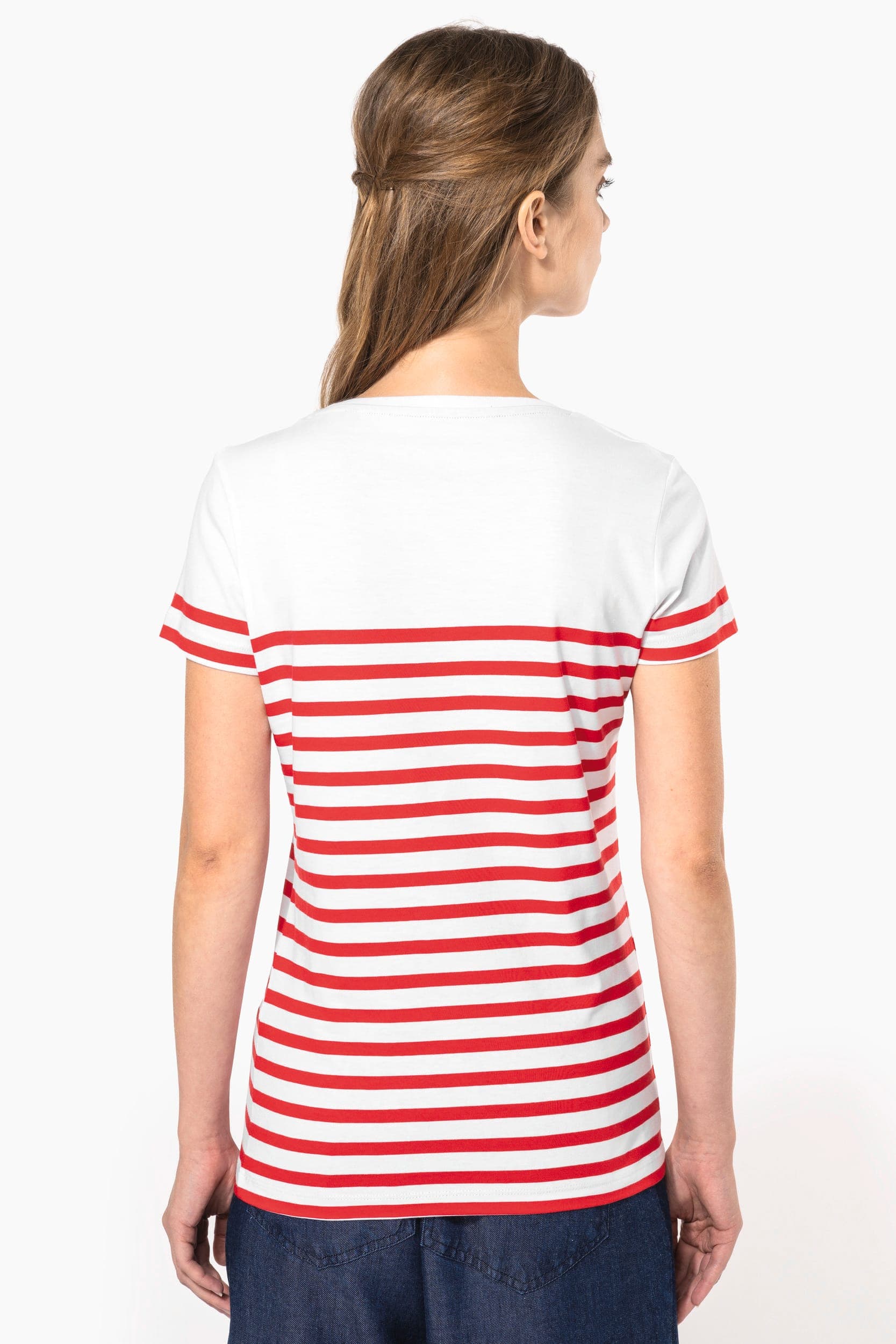 T-shirt marin col rond Bio femme en situation