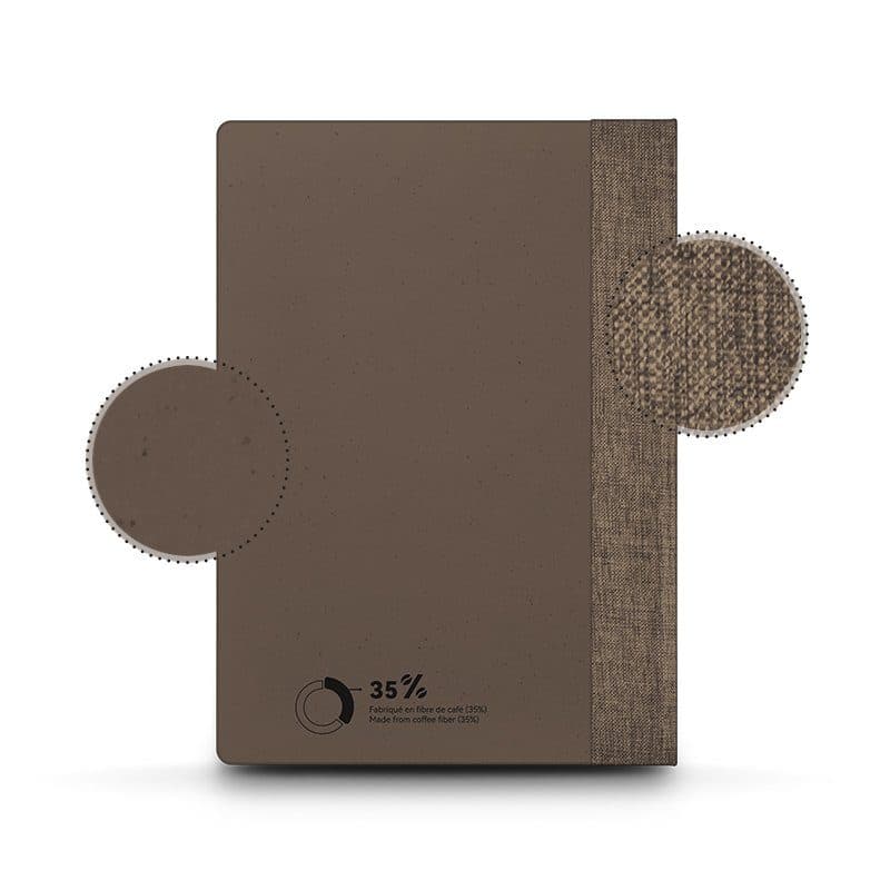 CARNET A5 AVEC COUVERTURE EN POUDRE CAFE en situation