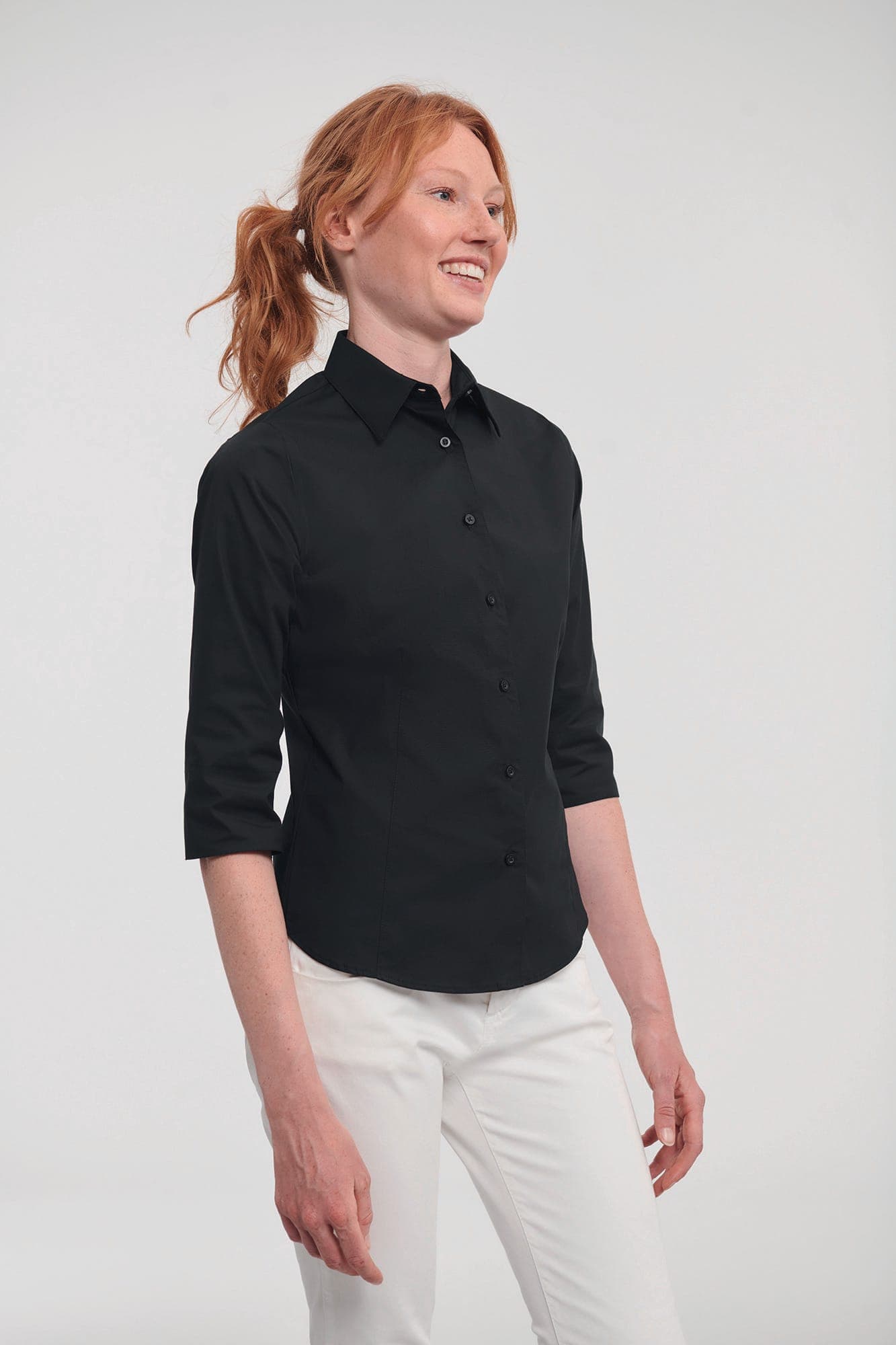 Chemise fittée femme manches 3/4 en situation
