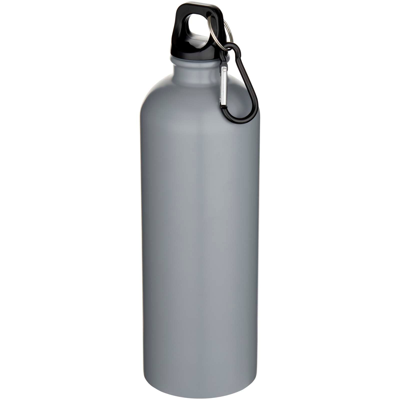 Bouteille d’eau Oregon de 750 ml en acier inoxydable à simple paroi certifiée RCS, recyclé mat avec mousqueton coloris Gris