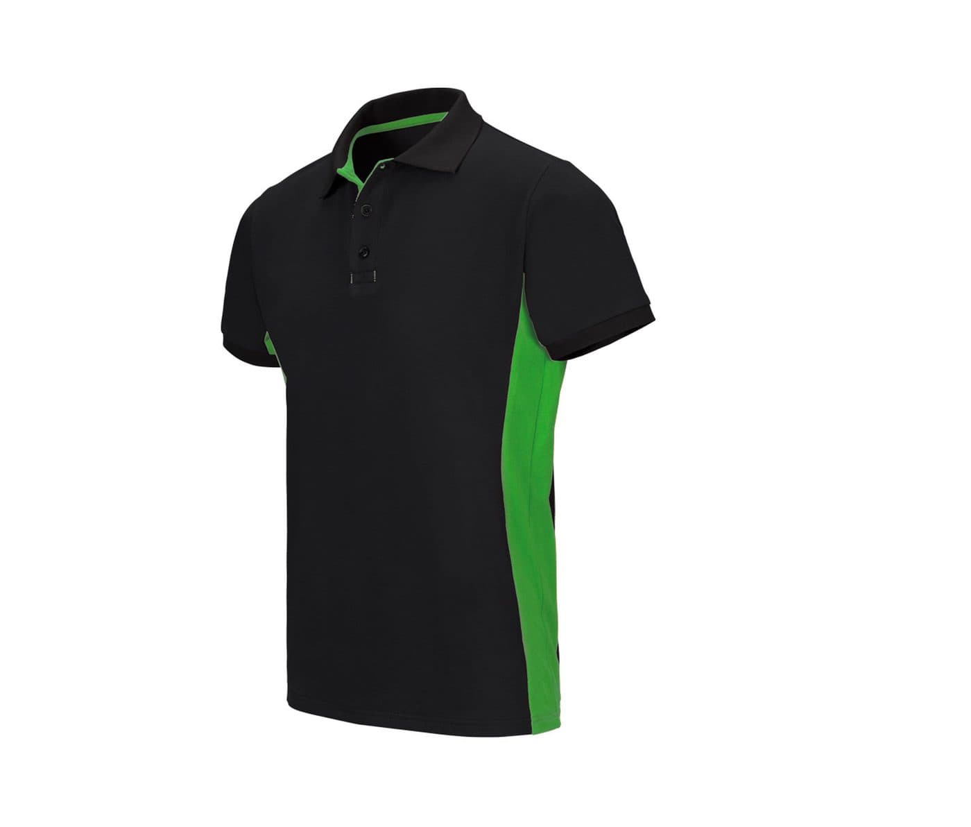 POLO BICOLORE MANCHES COURTES coloris Noir / Vert citron
