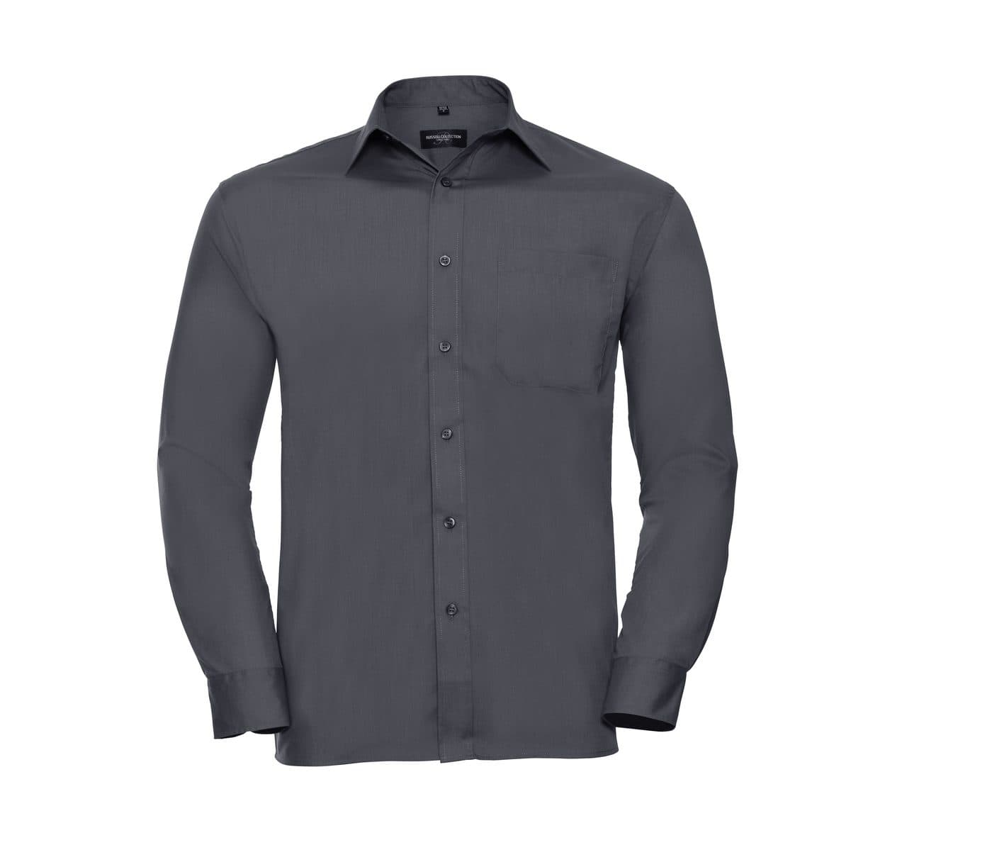 MEN'S LONG SLEEVE CLASSIC POLYCOTTON POPLIN SHIRT coloris Gris convoi