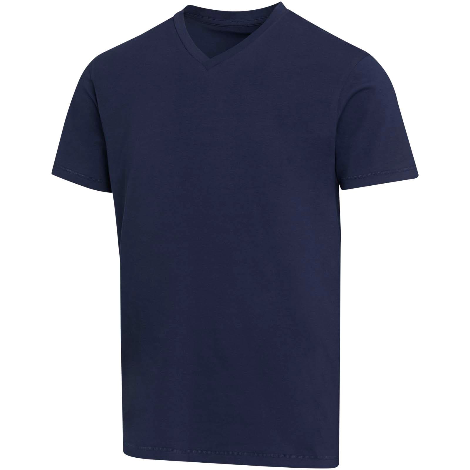 T-shirt unisexe en coton bio certifié OCS Balfour à manches courtes et col en V de 200 g/m² coloris Marine