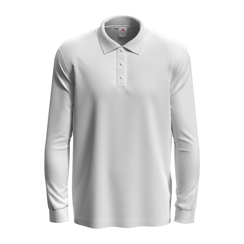 Classic Unisex Polo Long Sleeve coloris Blanc