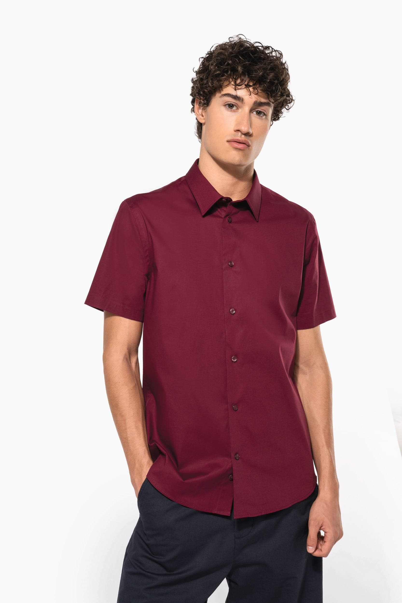 Chemise coton / élasthanne manches courtes