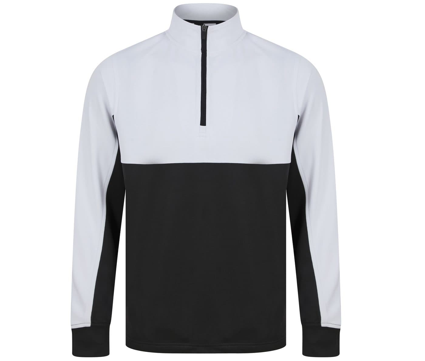 ADULTS' 1/4 ZIP TRACKSUIT TOP coloris Noir / Blanc