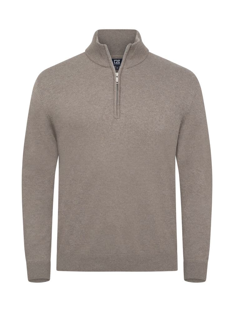 Pull demi-zip Cutter & Buck Oakville homme coloris Nougat chiné