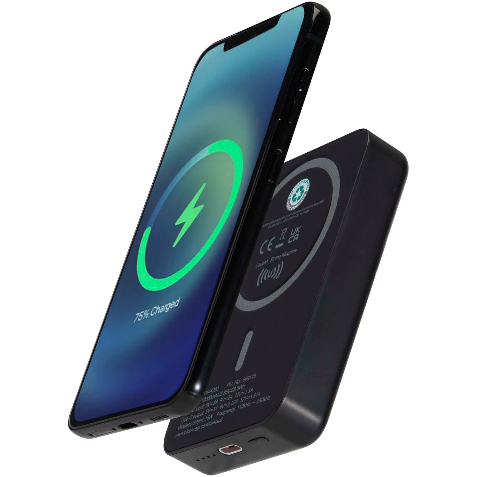 Batterie de secours Acrab magnétique sans fil de 10 000 mAh et 15 W avec PD de 20 W - fabriquée en plastique recyclé