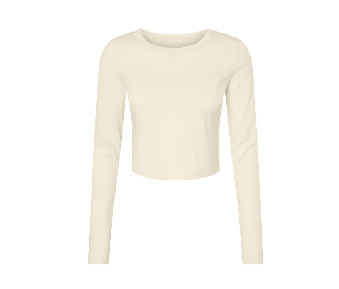 WOMEN'S MICRO RIB LONG SLEEVE BABY TEE coloris Naturel chiné