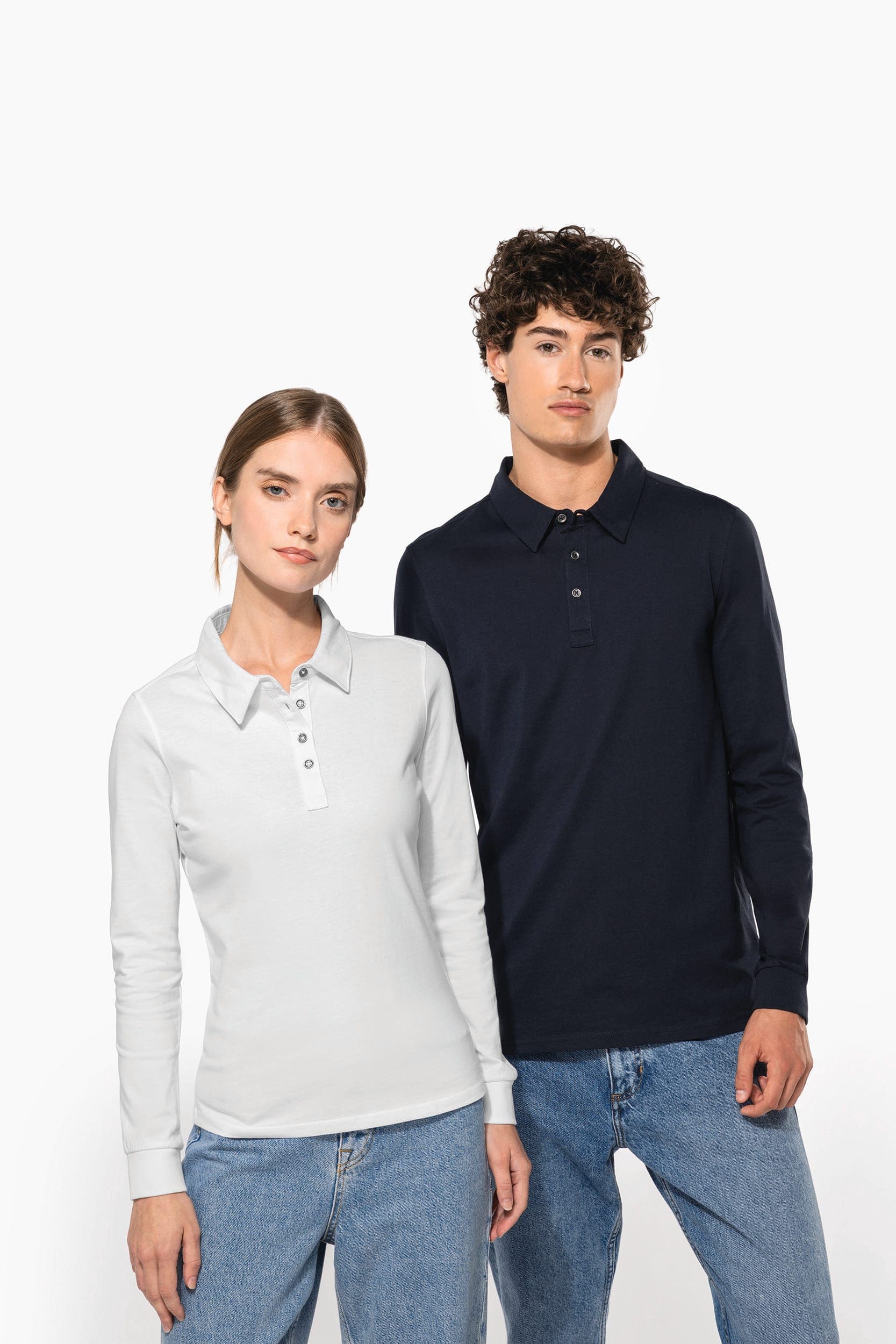 Polo jersey manches longues femme en situation