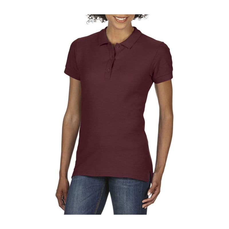 PREMIUM COTTON LADIES' DOUBLE PIQUÉ POLO coloris Bordeaux