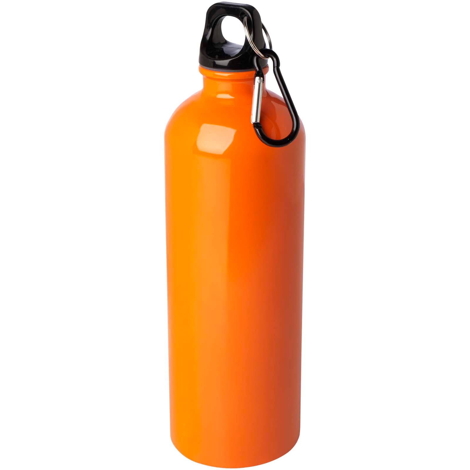 Bouteille d'eau Oregon de 750 ml simple paroi en acier recyclé certifié RCS avec mousqueton coloris Orange