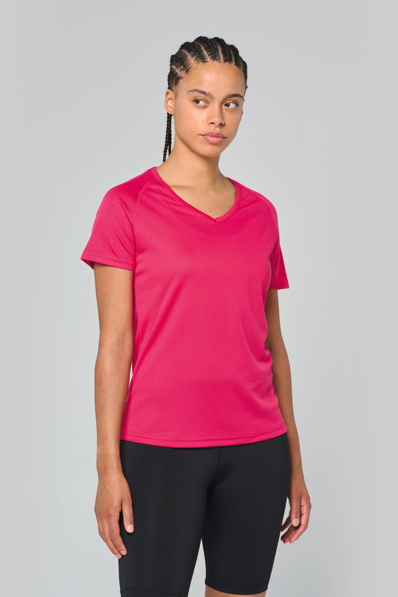 T-shirt de sport manches courtes col v femme