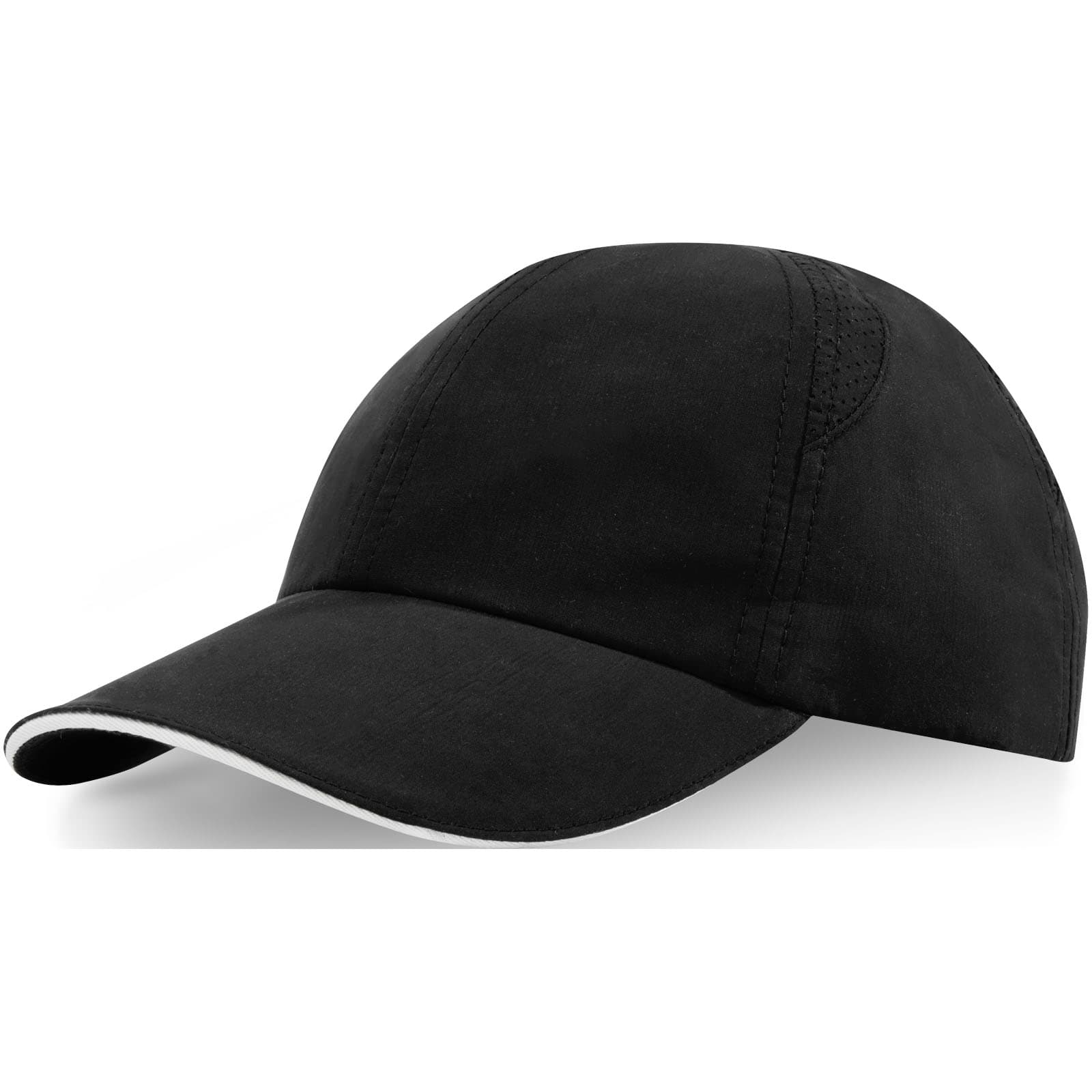 Casquette sandwich 6 panneaux de 110 g/m² Morion GRS recyclée ajustable coloris Noir